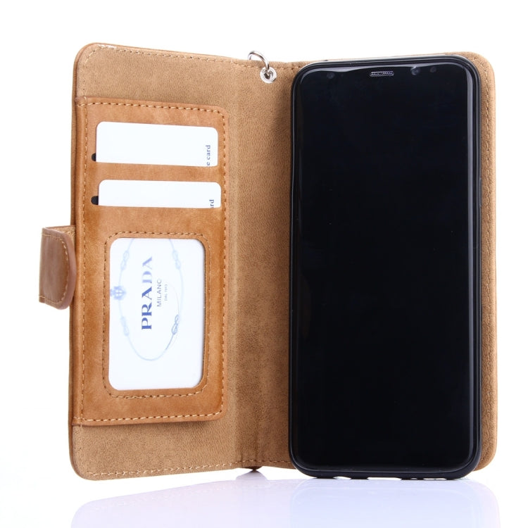 For Galaxy S8 + / G9550 Crazy Horse Texture Zipper Horizontal Flip Leather Case with Detachable Back Protective Case & Card Slots & Photo Frame & Lanyard