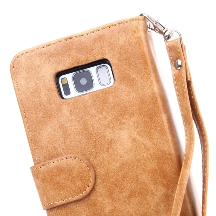 For Galaxy S8 + / G9550 Crazy Horse Texture Zipper Horizontal Flip Leather Case with Detachable Back Protective Case & Card Slots & Photo Frame & Lanyard