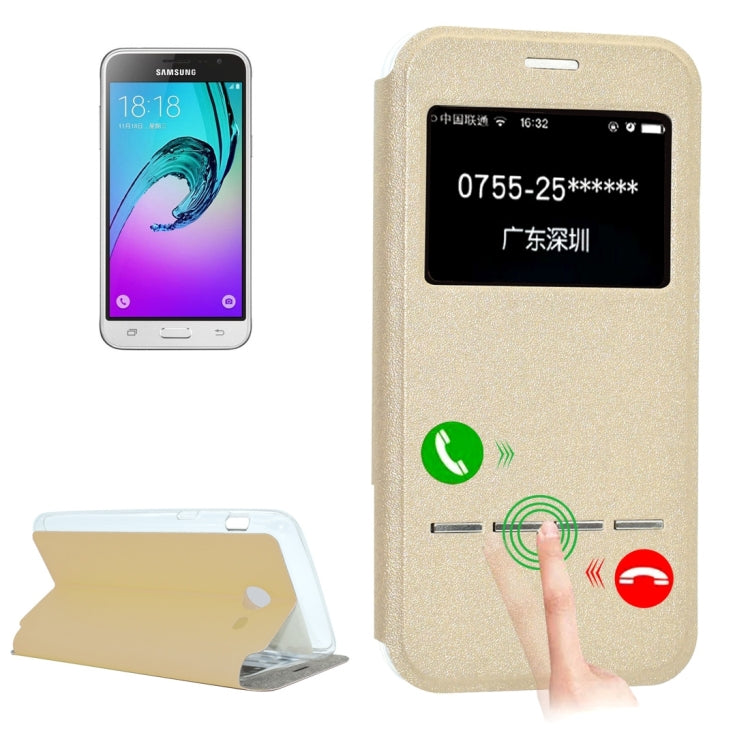 For Galaxy J3 (2017) (US Version) Frosted Texture Horizontal Flip Leather Case with Call Display ID & SlideUnlock Slip & Holder