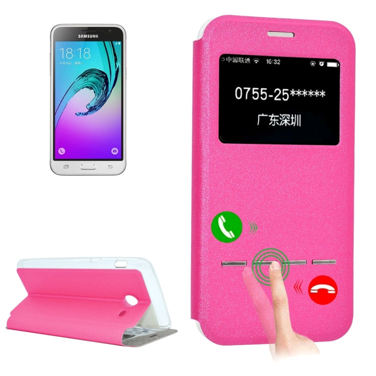 For Galaxy J3 (2017) (US Version) Frosted Texture Horizontal Flip Leather Case with Call Display ID & SlideUnlock Slip & Holder
