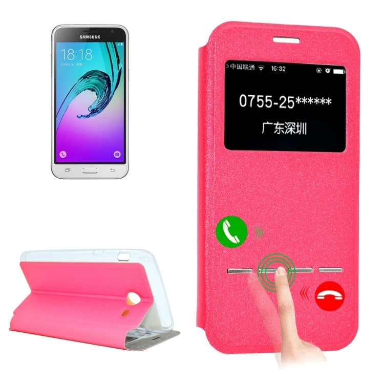 For Galaxy J3 (2017) (US Version) Frosted Texture Horizontal Flip Leather Case with Call Display ID & SlideUnlock Slip & Holder