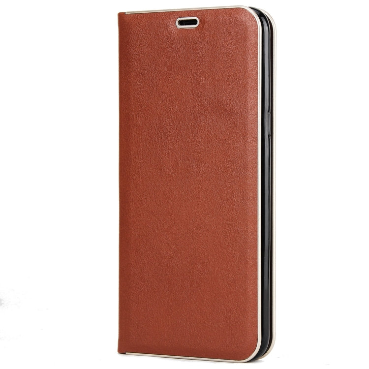 For Galaxy S8 Cowhide Texture PC Bumper Frame Strong Magnetic Adsorption Horizontal Flip Leather Case with Card Slots & Holder