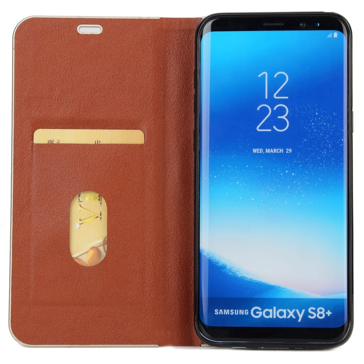 For Galaxy S8 Cowhide Texture PC Bumper Frame Strong Magnetic Adsorption Horizontal Flip Leather Case with Card Slots & Holder