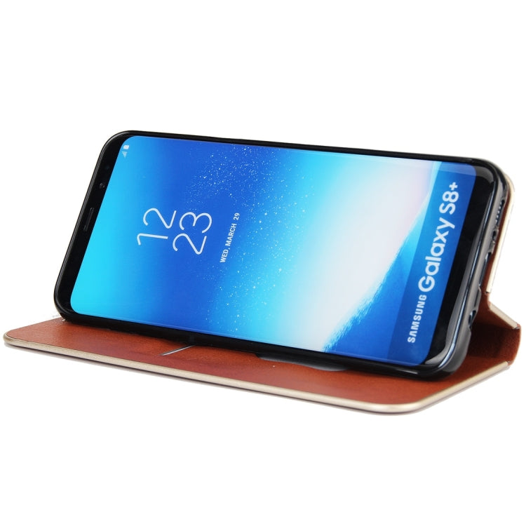 For Galaxy S8 Cowhide Texture PC Bumper Frame Strong Magnetic Adsorption Horizontal Flip Leather Case with Card Slots & Holder