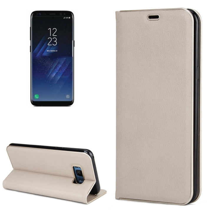 For Galaxy S8 + / G9550 Cowhide Texture PC Bumper Frame Strong Magnetic Adsorption Horizontal Flip Leather Case with Card Slots & Holder