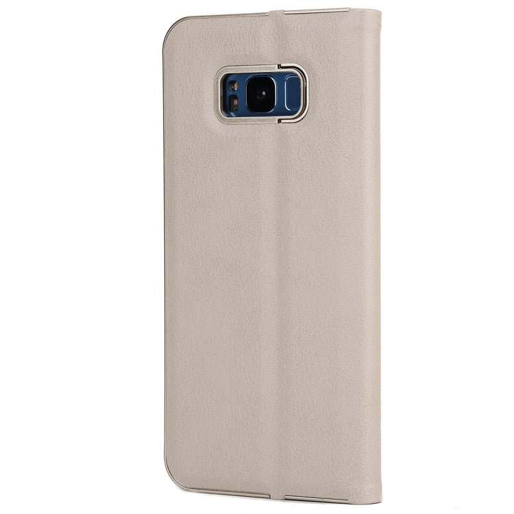 For Galaxy S8 + / G9550 Cowhide Texture PC Bumper Frame Strong Magnetic Adsorption Horizontal Flip Leather Case with Card Slots & Holder