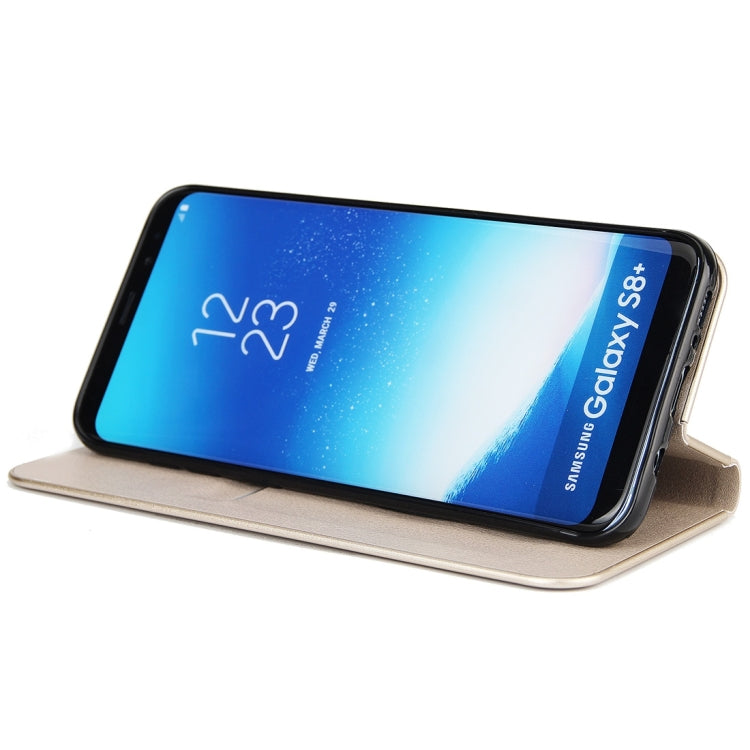 For Galaxy S8 + / G9550 Cowhide Texture PC Bumper Frame Strong Magnetic Adsorption Horizontal Flip Leather Case with Card Slots & Holder