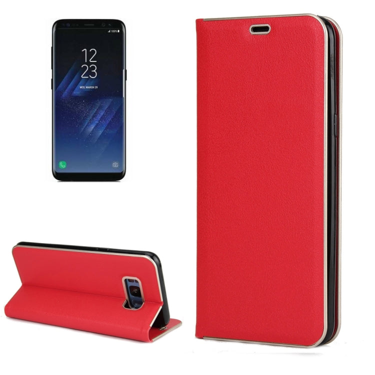 For Galaxy S8 + / G9550 Cowhide Texture PC Bumper Frame Strong Magnetic Adsorption Horizontal Flip Leather Case with Card Slots & Holder