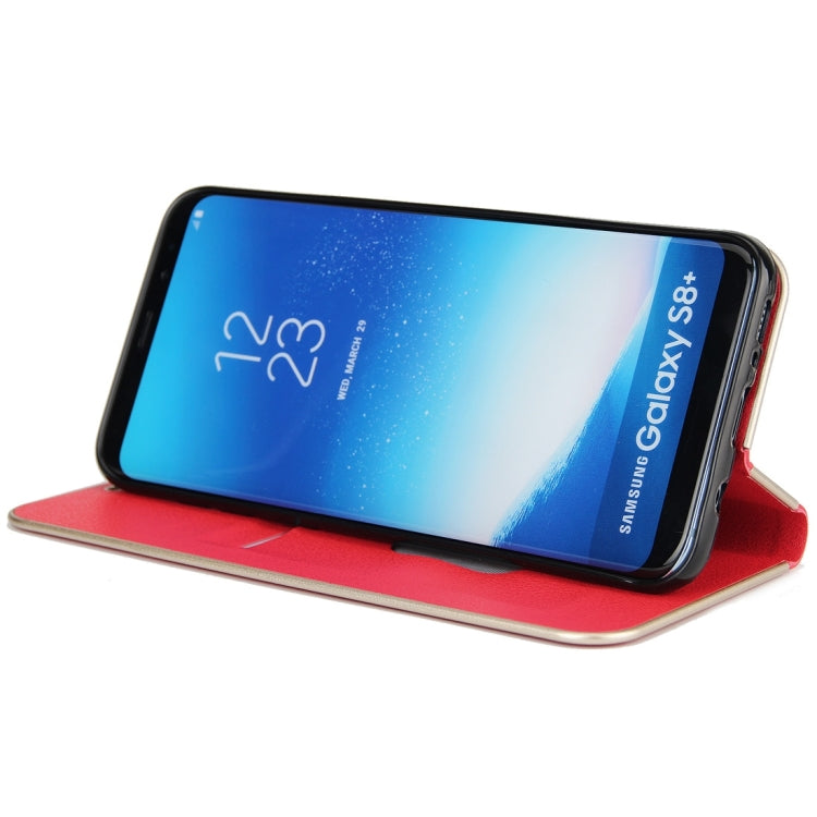 For Galaxy S8 + / G9550 Cowhide Texture PC Bumper Frame Strong Magnetic Adsorption Horizontal Flip Leather Case with Card Slots & Holder