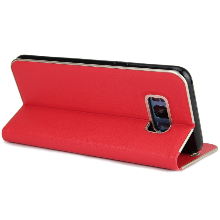 For Galaxy S8 + / G9550 Cowhide Texture PC Bumper Frame Strong Magnetic Adsorption Horizontal Flip Leather Case with Card Slots & Holder