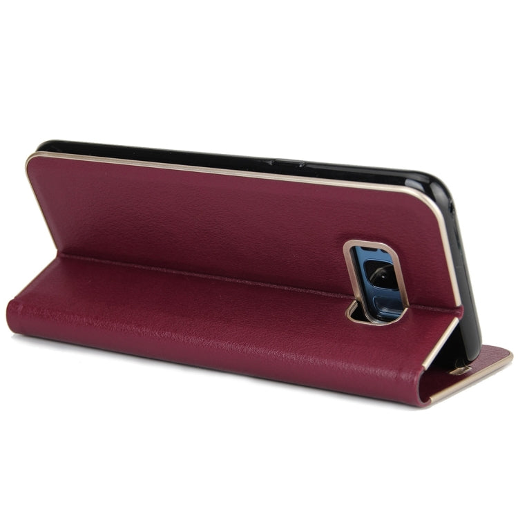 For Galaxy S8 + / G9550 Cowhide Texture PC Bumper Frame Strong Magnetic Adsorption Horizontal Flip Leather Case with Card Slots & Holder