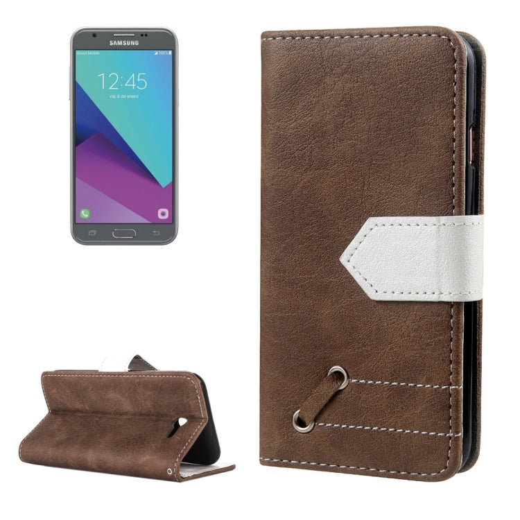 For Galaxy J3 (2017) (US Version) Retro Crazy Horse Texture Contrast Color Horizontal Flip Leather Case with Holder & Card Slots & Wallet & Photo Frame & Lanyard