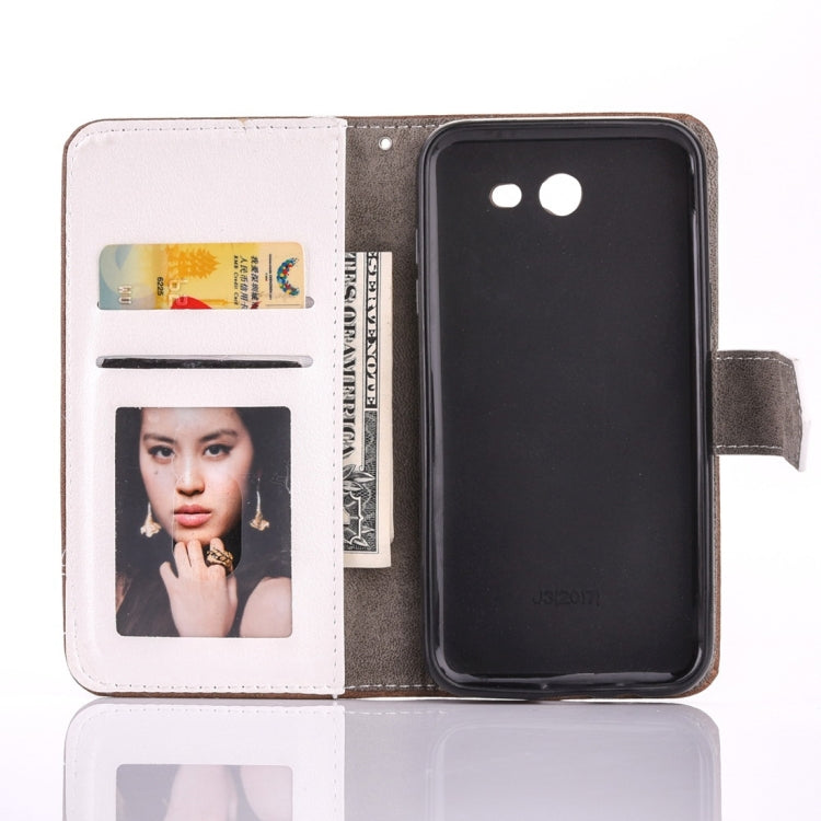 For Galaxy J3 (2017) (US Version) Retro Crazy Horse Texture Contrast Color Horizontal Flip Leather Case with Holder & Card Slots & Wallet & Photo Frame & Lanyard