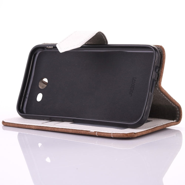 For Galaxy J3 (2017) (US Version) Retro Crazy Horse Texture Contrast Color Horizontal Flip Leather Case with Holder & Card Slots & Wallet & Photo Frame & Lanyard