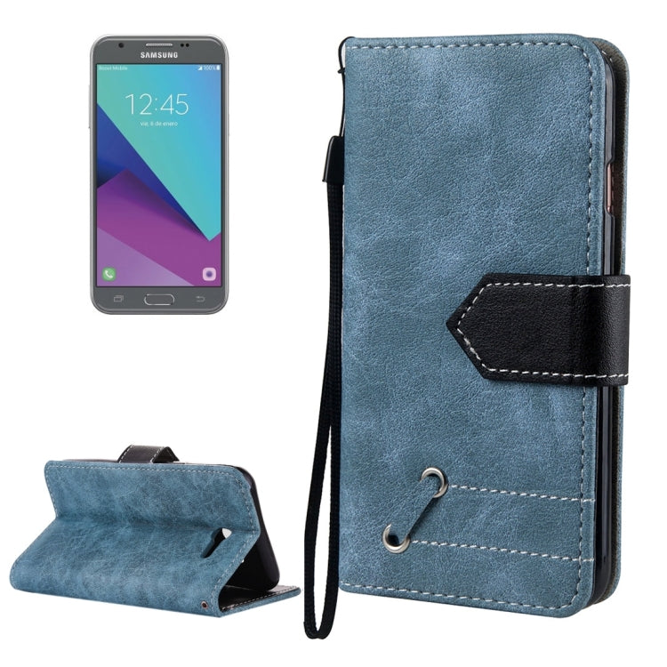 For Galaxy J3 (2017) (US Version) Retro Crazy Horse Texture Contrast Color Horizontal Flip Leather Case with Holder & Card Slots & Wallet & Photo Frame & Lanyard