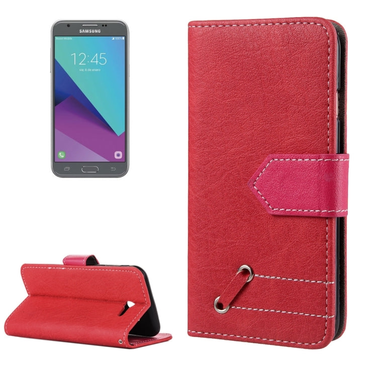For Galaxy J3 (2017) (US Version) Retro Crazy Horse Texture Contrast Color Horizontal Flip Leather Case with Holder & Card Slots & Wallet & Photo Frame & Lanyard