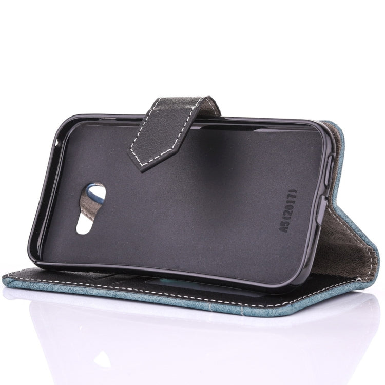 For Galaxy A3 (2017) Retro Crazy Horse Texture Contrast Color Horizontal Flip Leather Case with Holder & Card Slots & Wallet & Photo Frame & Lanyard