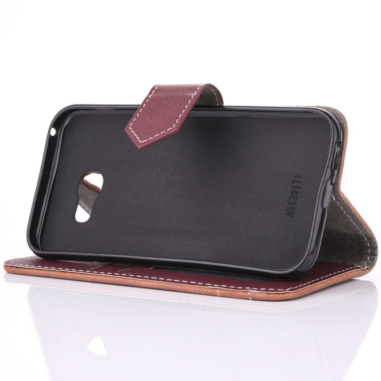 For Galaxy A3 (2017) Retro Crazy Horse Texture Contrast Color Horizontal Flip Leather Case with Holder & Card Slots & Wallet & Photo Frame & Lanyard