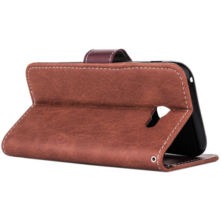 For Galaxy A3 (2017) Retro Crazy Horse Texture Contrast Color Horizontal Flip Leather Case with Holder & Card Slots & Wallet & Photo Frame & Lanyard