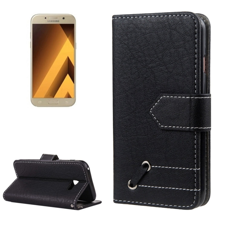 For Galaxy A5 (2017) Retro Crazy Horse Texture Contrast Color Horizontal Flip Leather Case with Holder & Card Slots & Wallet & Photo Frame & Lanyard