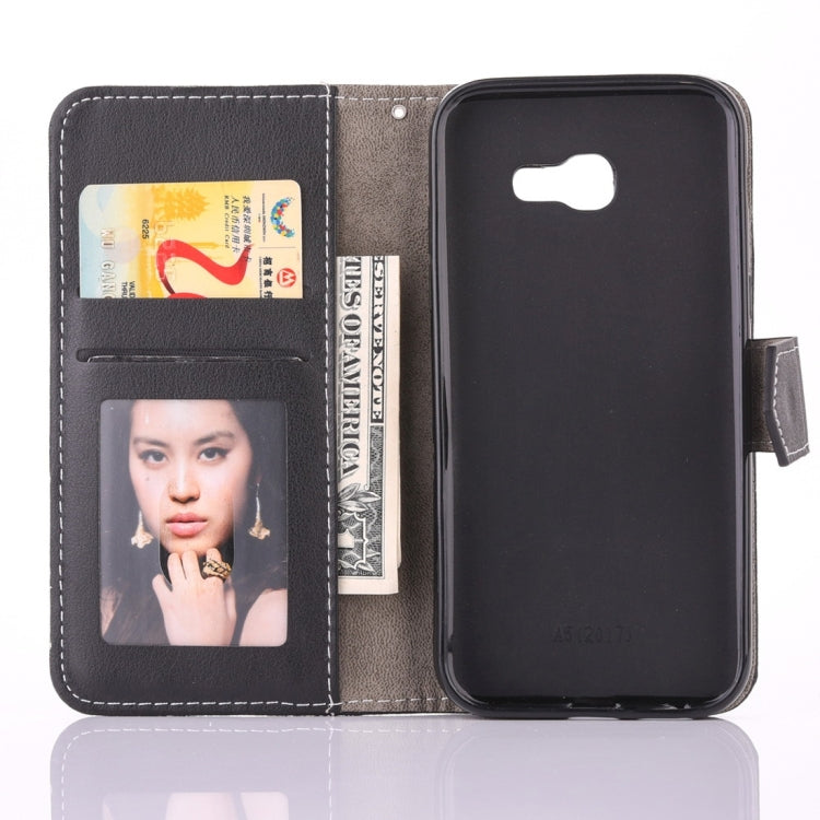 For Galaxy A5 (2017) Retro Crazy Horse Texture Contrast Color Horizontal Flip Leather Case with Holder & Card Slots & Wallet & Photo Frame & Lanyard