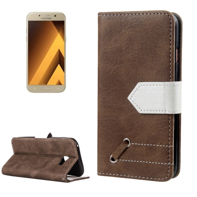 For Galaxy A5 (2017) Retro Crazy Horse Texture Contrast Color Horizontal Flip Leather Case with Holder & Card Slots & Wallet & Photo Frame & Lanyard