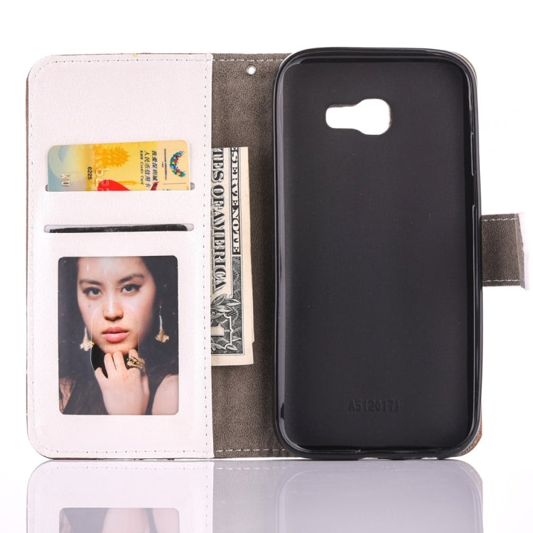 For Galaxy A5 (2017) Retro Crazy Horse Texture Contrast Color Horizontal Flip Leather Case with Holder & Card Slots & Wallet & Photo Frame & Lanyard