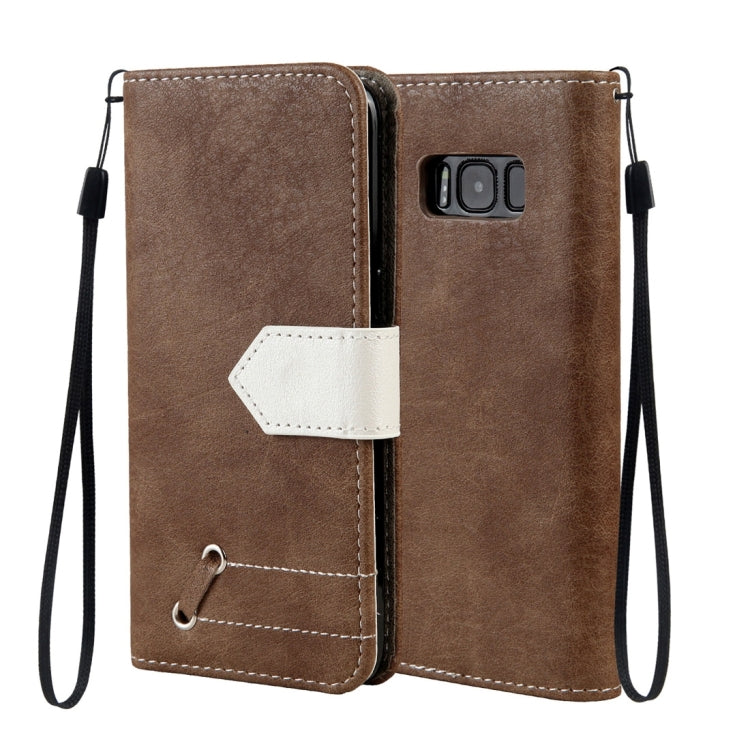 For Galaxy S8 Retro Crazy Horse Texture Contrast Color Horizontal Flip Leather Case with Holder & Card Slots & Wallet & Photo Frame & Lanyard