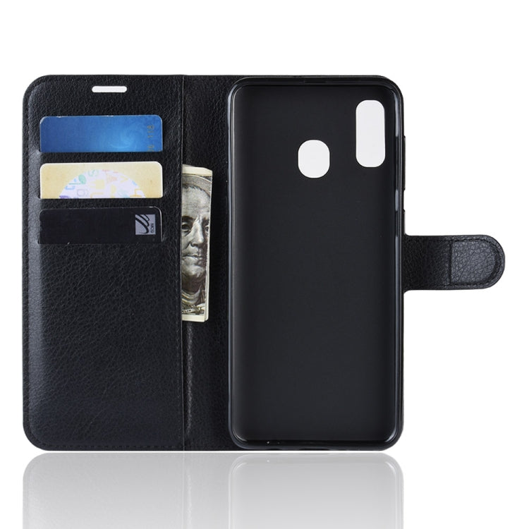 Litchi Texture Horizontal Flip Leather Case for Galaxy A20 & A30, with Wallet & Holder & Card Slots