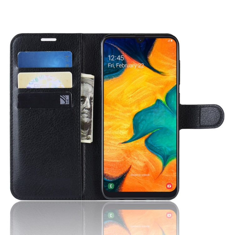 Litchi Texture Horizontal Flip Leather Case for Galaxy A20 & A30, with Wallet & Holder & Card Slots