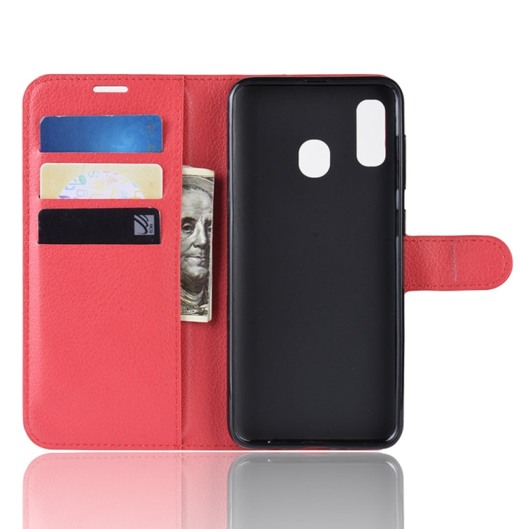 Litchi Texture Horizontal Flip Leather Case for Galaxy A20 & A30, with Wallet & Holder & Card Slots