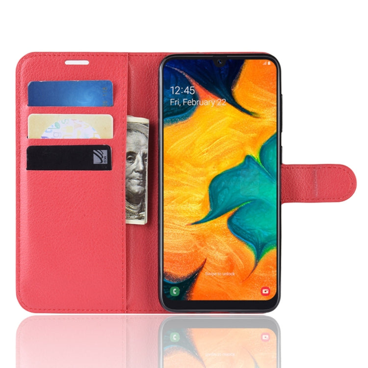 Litchi Texture Horizontal Flip Leather Case for Galaxy A20 & A30, with Wallet & Holder & Card Slots