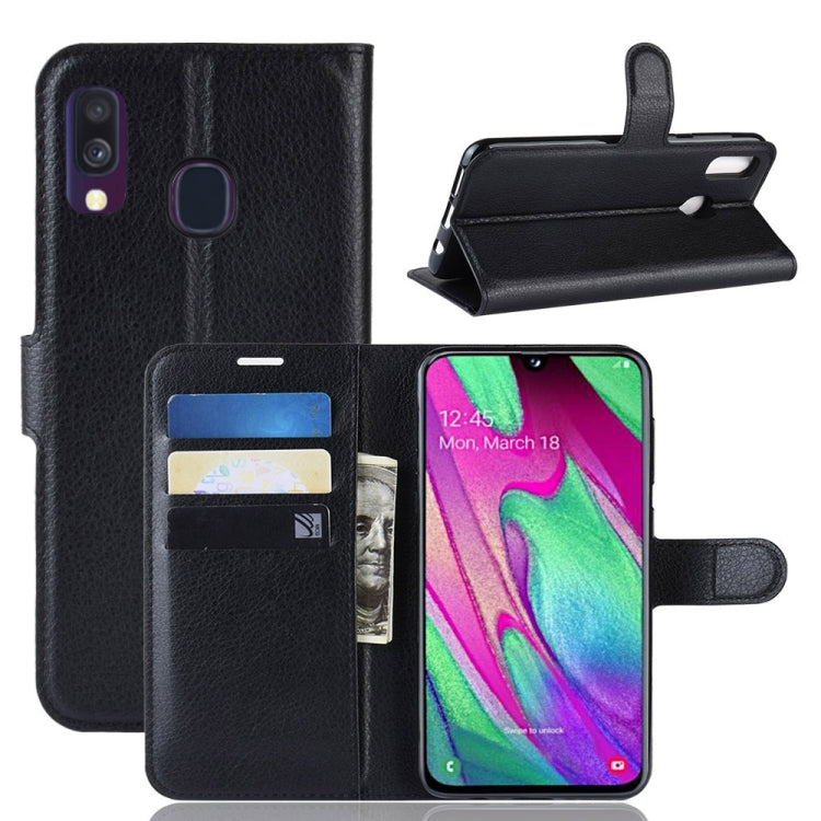 Litchi Texture Horizontal Flip Leather Case for Galaxy A40, with Wallet & Holder & Card Slots