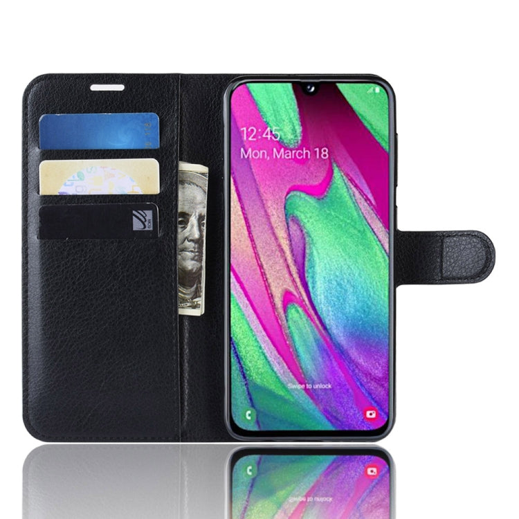 Litchi Texture Horizontal Flip Leather Case for Galaxy A40, with Wallet & Holder & Card Slots