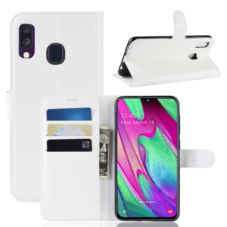 Litchi Texture Horizontal Flip Leather Case for Galaxy A40, with Wallet & Holder & Card Slots