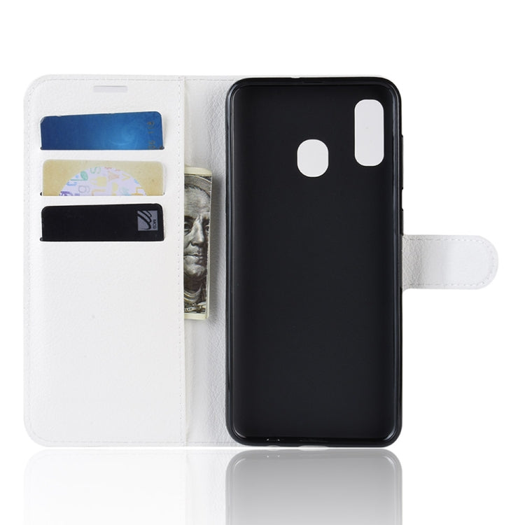 Litchi Texture Horizontal Flip Leather Case for Galaxy A40, with Wallet & Holder & Card Slots