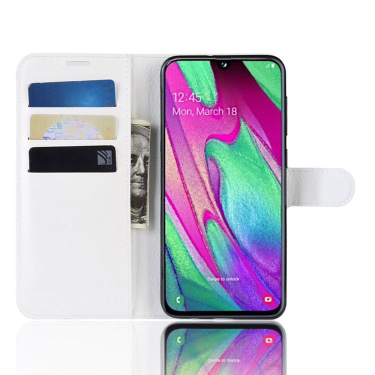 Litchi Texture Horizontal Flip Leather Case for Galaxy A40, with Wallet & Holder & Card Slots