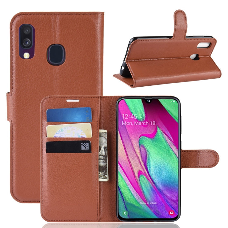 Litchi Texture Horizontal Flip Leather Case for Galaxy A40, with Wallet & Holder & Card Slots