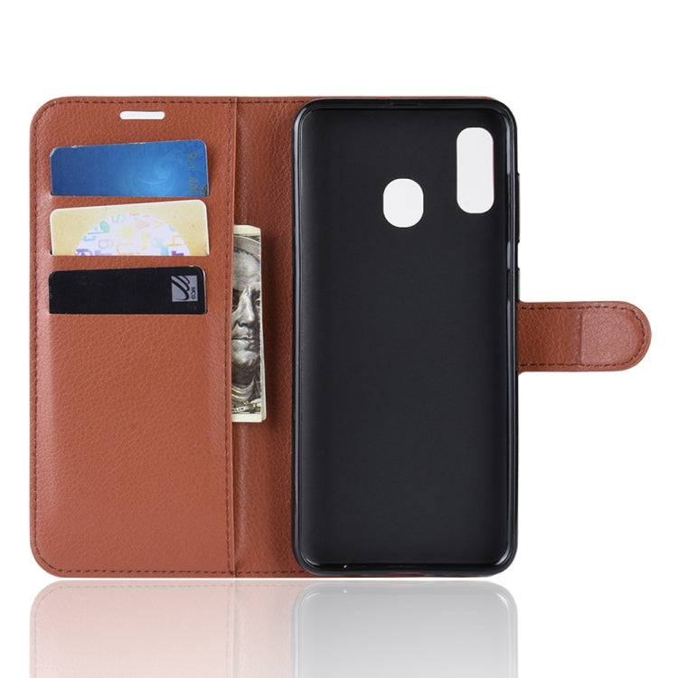 Litchi Texture Horizontal Flip Leather Case for Galaxy A40, with Wallet & Holder & Card Slots