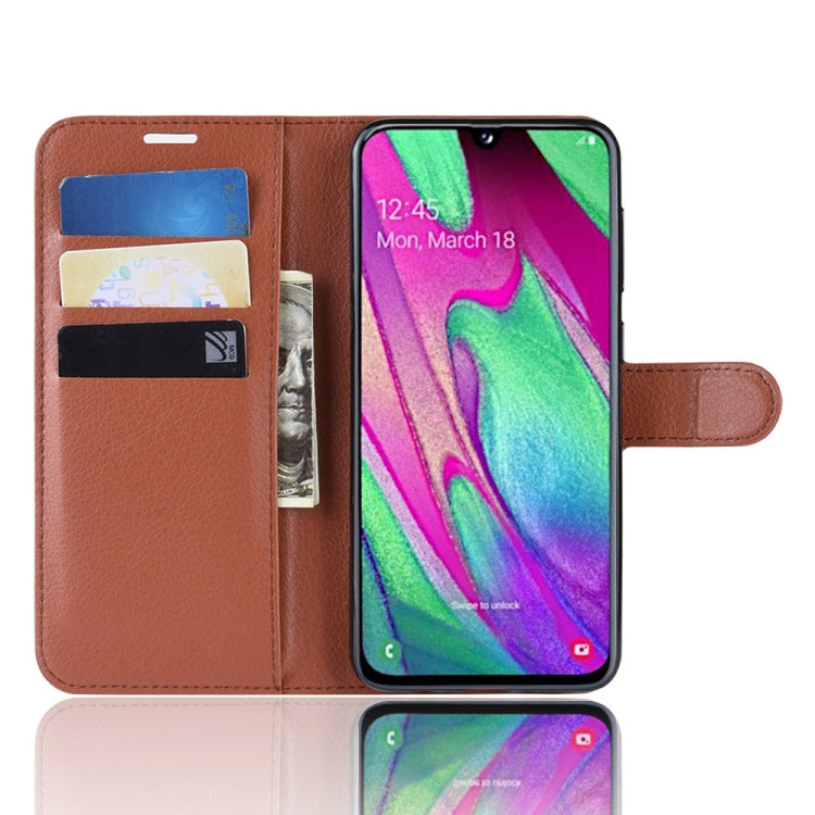 Litchi Texture Horizontal Flip Leather Case for Galaxy A40, with Wallet & Holder & Card Slots