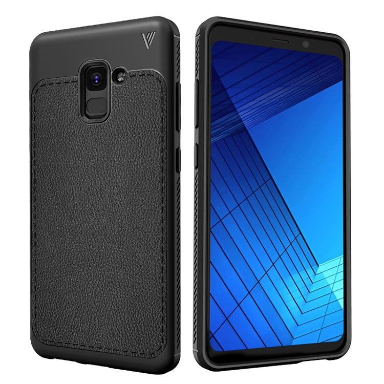 Lenuo Leshen Series for Galaxy A8+ (2018) TPU Litchi Texture Dropproof Protective Back Cover Case