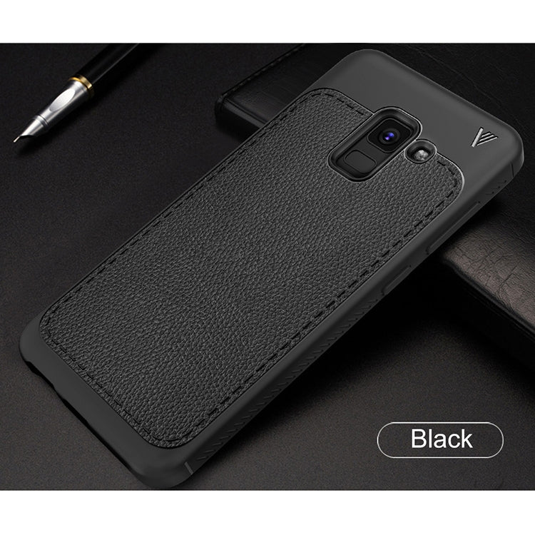 Lenuo Leshen Series for Galaxy A8+ (2018) TPU Litchi Texture Dropproof Protective Back Cover Case