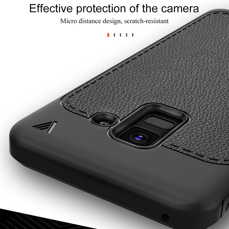 Lenuo Leshen Series for Galaxy A8+ (2018) TPU Litchi Texture Dropproof Protective Back Cover Case