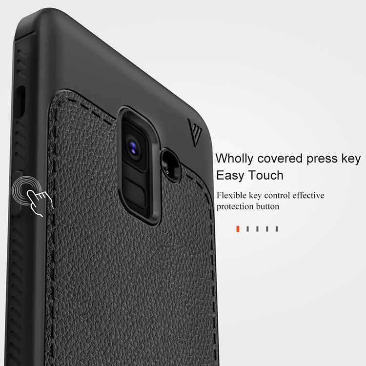 Lenuo Leshen Series for Galaxy A8+ (2018) TPU Litchi Texture Dropproof Protective Back Cover Case