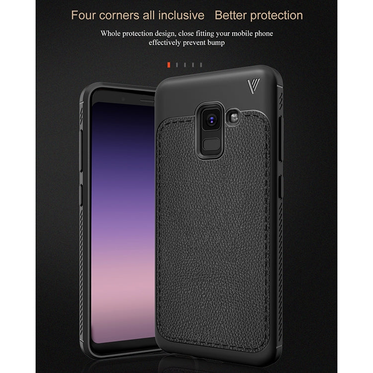 Lenuo Leshen Series for Galaxy A8+ (2018) TPU Litchi Texture Dropproof Protective Back Cover Case