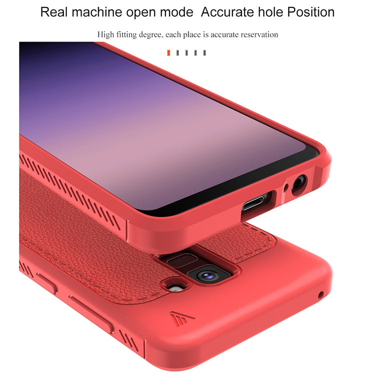 Lenuo Leshen Series for Galaxy A8+ (2018) TPU Litchi Texture Dropproof Protective Back Cover Case