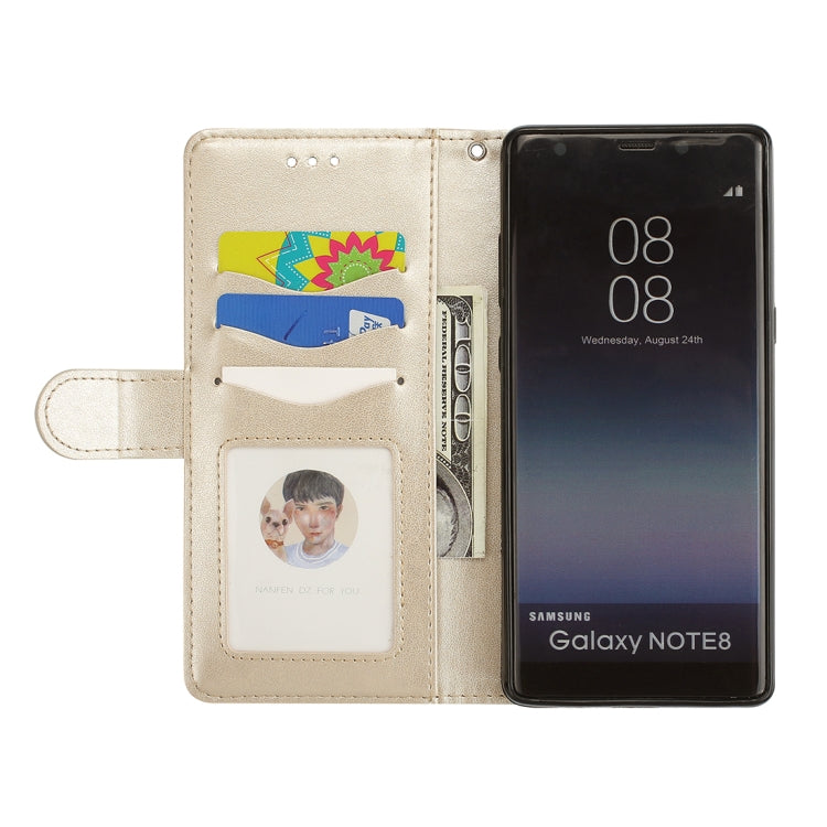For Galaxy Note 8 Glittery Powder Flamingo Print Horizontal Flip Leather Case with Holder & Wallet & Card Slots & Photo Frame