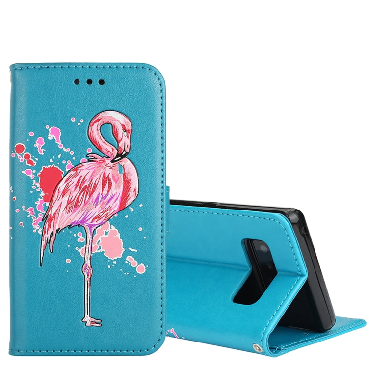 For Galaxy Note 8 Glittery Powder Flamingo Print Horizontal Flip Leather Case with Holder & Wallet & Card Slots & Photo Frame