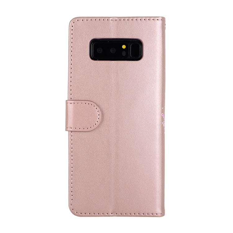 For Galaxy Note 8 Glittery Powder Flamingo Print Horizontal Flip Leather Case with Holder & Wallet & Card Slots & Photo Frame
