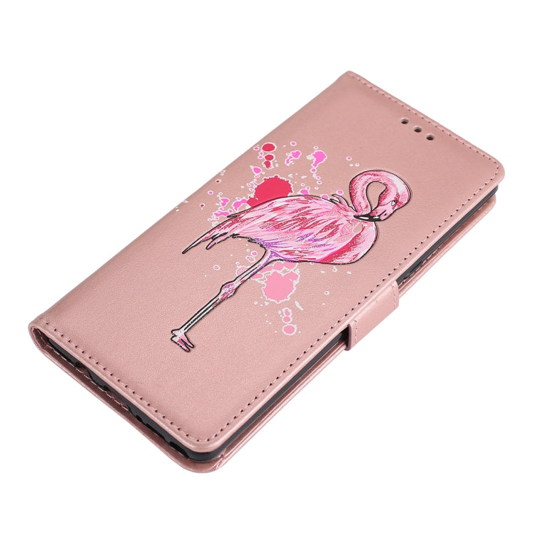 For Galaxy Note 8 Glittery Powder Flamingo Print Horizontal Flip Leather Case with Holder & Wallet & Card Slots & Photo Frame